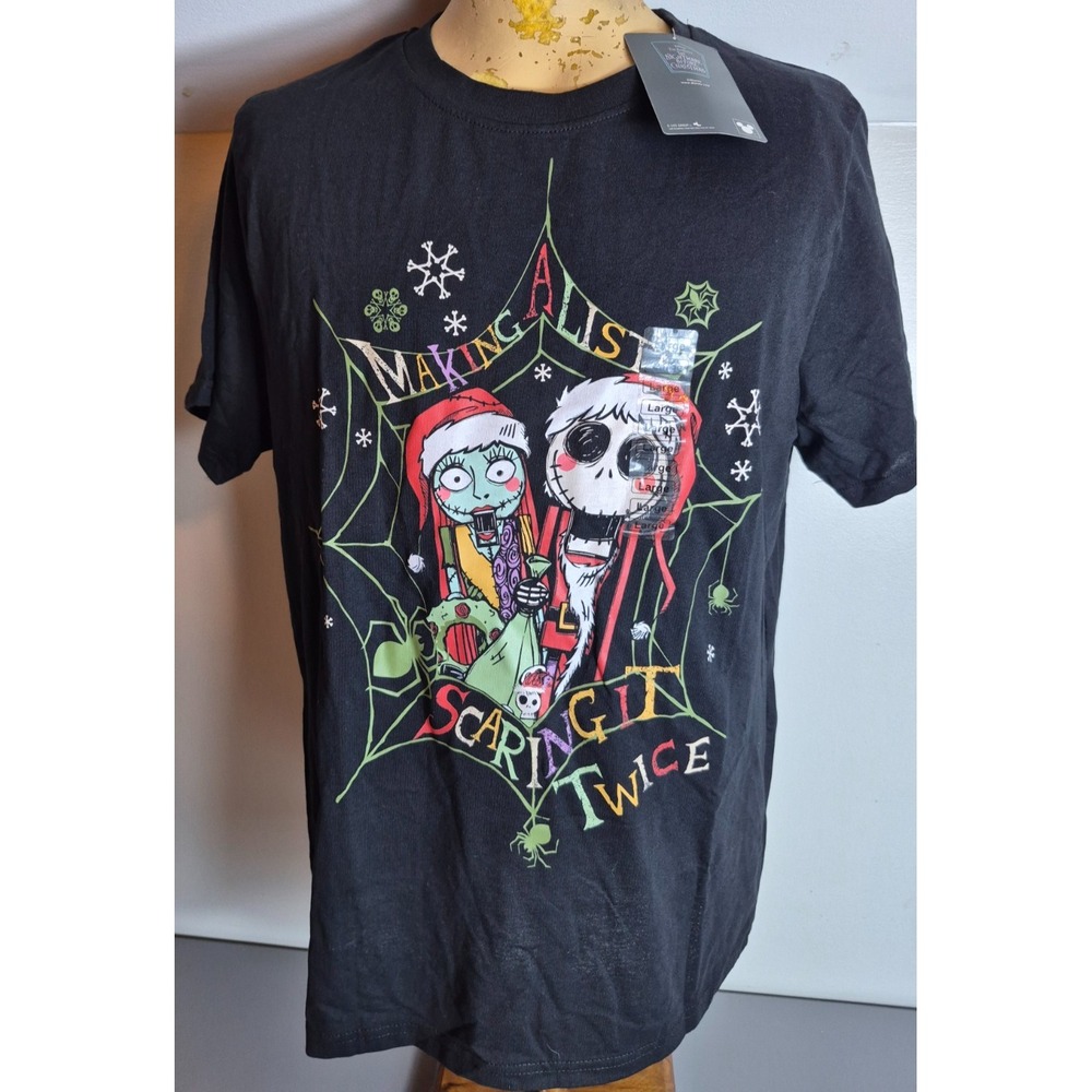 Nightmare Before Christmas Jack Sally T-Shirt Disney Adult Large Black NEW NWT
